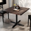 image:imageFlash Furniture Bennett 36 Square Solid Wood Commercial Indoor Tabletop in Natural with 30 x 30 Dining Height Black Cast Iron X Base 400 lb Static CapacityDark Brown TopBlack Base