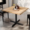 image:imageFlash Furniture Bennett 36 Square Solid Wood Commercial Indoor Tabletop in Natural with 30 x 30 Dining Height Black Cast Iron X Base 400 lb Static CapacityNatural TopBlack Base