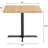 image:imageFlash Furniture Bennett 36 Square Solid Wood Commercial Indoor Tabletop in Natural with 30 x 30 Dining Height Black Cast Iron X Base 400 lb Static CapacityNatural TopBlack Base
