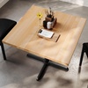 image:imageFlash Furniture Bennett 36 Square Solid Wood Commercial Indoor Tabletop in Natural with 30 x 30 Dining Height Black Cast Iron X Base 400 lb Static CapacityNatural TopBlack Base