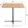 image:imageFlash Furniture Bennett 36 Square Solid Wood Commercial Indoor Tabletop in Natural with 30 x 30 Dining Height Black Cast Iron X Base 400 lb Static CapacityNatural TopSilver Base