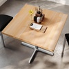 image:imageFlash Furniture Bennett 36 Square Solid Wood Commercial Indoor Tabletop in Natural with 30 x 30 Dining Height Black Cast Iron X Base 400 lb Static CapacityNatural TopSilver Base
