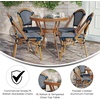 image:imageFlash Furniture Bordeaux IndoorOutdoor Commercial Bistro Set  Tempered Glass Top Table  4 Chairs  PE Rattan  NAT Bamboo Print Aluminum Frame  NavyWhiteNavy  White RattanNatural Frame
