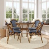 image:imageFlash Furniture Bordeaux IndoorOutdoor Commercial Bistro Set  Tempered Glass Top Table  4 Chairs  PE Rattan  NAT Bamboo Print Aluminum Frame  NavyWhiteNavy  White RattanNatural Frame