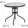 image:imageFlash Furniture Brazos 5 Piece Outdoor Patio Dining Set  4 Black Flex Comfort Stack Chairs  315 Round Tempered Glass Patio TableBlack