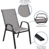 image:imageFlash Furniture Brazos 5 Piece Outdoor Patio Dining Set  4 Gray Flex Comfort Stack Chairs  55 Tempered Glass Patio Table with Umbrella Hole