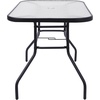 image:imageFlash Furniture Brazos Commercial Outdoor Dining Set 47 Tempered Glass Patio Table with Umbrella Hole 4 Stack Chairs with Flex Comfort Seats and Backs BlackBlackGrey
