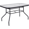 image:imageFlash Furniture Brazos Commercial Outdoor Dining Set 47 Tempered Glass Patio Table with Umbrella Hole 4 Stack Chairs with Flex Comfort Seats and Backs BlackBlackRed