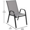image:imageFlash Furniture Brazos Commercial Outdoor Dining Set 47 Tempered Glass Patio Table with Umbrella Hole 4 Stack Chairs with Flex Comfort Seats and Backs BlackBlackGrey