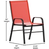 image:imageFlash Furniture Brazos Commercial Outdoor Dining Set 47 Tempered Glass Patio Table with Umbrella Hole 4 Stack Chairs with Flex Comfort Seats and Backs BlackBlackRed