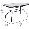 image:imageFlash Furniture Brazos Commercial Outdoor Dining Set 47 Tempered Glass Patio Table with Umbrella Hole 4 Stack Chairs with Flex Comfort Seats and Backs BlackBlackRed