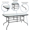 image:imageFlash Furniture Brazos Series 7Piece Glass Patio Table and Chairs Set Outdoor Patio Dining Set with Rectangular Table 6 Sling Patio Chairs BrownBlack
