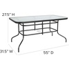 image:imageFlash Furniture Brazos Series 7Piece Glass Patio Table and Chairs Set Outdoor Patio Dining Set with Rectangular Table 6 Sling Patio Chairs BrownBlack