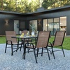 image:imageFlash Furniture Brazos Series 7Piece Glass Patio Table and Chairs Set Outdoor Patio Dining Set with Rectangular Table 6 Sling Patio Chairs BrownBrown