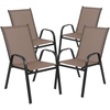 image:imageFlash Furniture Brazos Series 7Piece Glass Patio Table and Chairs Set Outdoor Patio Dining Set with Rectangular Table 6 Sling Patio Chairs BrownBrown