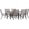 image:imageFlash Furniture Brazos Series 7Piece Glass Patio Table and Chairs Set Outdoor Patio Dining Set with Rectangular Table 6 Sling Patio Chairs BrownBrown