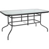image:imageFlash Furniture Brazos Series 7Piece Glass Patio Table and Chairs Set Outdoor Patio Dining Set with Rectangular Table 6 Sling Patio Chairs BrownGrey