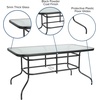 image:imageFlash Furniture Brazos Series 7Piece Glass Patio Table and Chairs Set Outdoor Patio Dining Set with Rectangular Table 6 Sling Patio Chairs BrownGrey