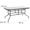 image:imageFlash Furniture Brazos Series 7Piece Glass Patio Table and Chairs Set Outdoor Patio Dining Set with Rectangular Table 6 Sling Patio Chairs BrownGrey