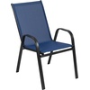 image:imageFlash Furniture Brazos Series 7Piece Glass Patio Table and Chairs Set Outdoor Patio Dining Set with Rectangular Table 6 Sling Patio Chairs BrownNavy