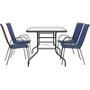 image:imageFlash Furniture Brazos Series 7Piece Glass Patio Table and Chairs Set Outdoor Patio Dining Set with Rectangular Table 6 Sling Patio Chairs BrownNavy