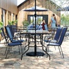 image:imageFlash Furniture Brazos Series 7Piece Glass Patio Table and Chairs Set Outdoor Patio Dining Set with Rectangular Table 6 Sling Patio Chairs BrownNavy