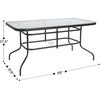 image:imageFlash Furniture Brazos Series 7Piece Glass Patio Table and Chairs Set Outdoor Patio Dining Set with Rectangular Table 6 Sling Patio Chairs BrownNavy