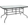 image:imageFlash Furniture Brazos Series 7Piece Glass Patio Table and Chairs Set Outdoor Patio Dining Set with Rectangular Table 6 Sling Patio Chairs BrownNavy