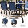image:imageFlash Furniture Brazos Series 7Piece Glass Patio Table and Chairs Set Outdoor Patio Dining Set with Rectangular Table 6 Sling Patio Chairs BrownNavy