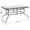 image:imageFlash Furniture Brazos Series 7Piece Glass Patio Table and Chairs Set Outdoor Patio Dining Set with Rectangular Table 6 Sling Patio Chairs BrownRed