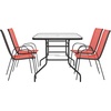 image:imageFlash Furniture Brazos Series 7Piece Glass Patio Table and Chairs Set Outdoor Patio Dining Set with Rectangular Table 6 Sling Patio Chairs BrownRed