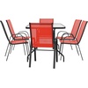 image:imageFlash Furniture Brazos Series 7Piece Glass Patio Table and Chairs Set Outdoor Patio Dining Set with Rectangular Table 6 Sling Patio Chairs BrownRed