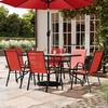 image:imageFlash Furniture Brazos Series 7Piece Glass Patio Table and Chairs Set Outdoor Patio Dining Set with Rectangular Table 6 Sling Patio Chairs BrownRed