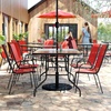 image:imageFlash Furniture Brazos Series 7Piece Glass Patio Table and Chairs Set Outdoor Patio Dining Set with Rectangular Table 6 Sling Patio Chairs BrownRed