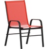 image:imageFlash Furniture Brazos Series 7Piece Glass Patio Table and Chairs Set Outdoor Patio Dining Set with Rectangular Table 6 Sling Patio Chairs BrownRed
