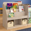 image:imageFlash Furniture Bright Beginnings Commercial Grade 4 Tier Modular Classroom Bookstand  Natural Finish  3 Lower Storage Compartments  Safe Kid Friendly Design