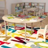 image:imageFlash Furniture Bright Beginnings Commercial Grade Height Adjustable Half Circle Classroom Table  Wooden Activity Table  59 D x 15 H  23 H  Beech