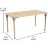 image:imageFlash Furniture Bright Beginnings Commercial Grade Height Adjustable Rectangle Classroom Table  Wooden Activity Table  235 W x 47 D x 15 H  23 H  Beech