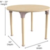image:imageFlash Furniture Bright Beginnings Commercial Grade Height Adjustable Round Classroom Table  Wooden Activity Table  33 D x 15 H  23 H  Beech
