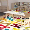 image:imageFlash Furniture Bright Beginnings Commercial Grade Height Adjustable Trapezoid Classroom Table  Wooden Activity Table  47 D x 15 H  23 H  BeechWhite
