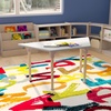 image:imageFlash Furniture Bright Beginnings Commercial Grade Height Adjustable Trapezoid Classroom Table  Wooden Activity Table  47 D x 15 H  23 H  BeechWhite
