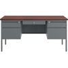 image:imageFlash Furniture Cambridge Double Pedestal Desk with 3 Locking Drawers Commercial Grade Teachers or Office Desk 30x60 Metal Frame MahoganyCharcoal