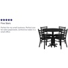 image:imageFlash Furniture Carlton 36 Round Walnut Laminate Table Set with XBase and 4 Ladder Back Metal Chairs  Black Vinyl SeatBlack TopBlack Vinyl Seat