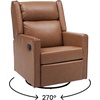 image:imageFlash Furniture Cash Swivel Manual Glider Rocker Recliner Chair USBUSBC Charging Ports 270 Degree Swivel Perfect for Living Room or Nursery OffWhite BoucleCognac Leathersoft