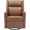 image:imageFlash Furniture Cash Swivel Manual Glider Rocker Recliner Chair USBUSBC Charging Ports 270 Degree Swivel Perfect for Living Room or Nursery OffWhite BoucleCognac Leathersoft