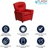 image:imageFlash Furniture Chandler LeatherSoft Kids Recliner with Cup Holder and Safety Recline Contemporary Reclining Chair for Kids Supports up to 90 lbs BlackRed Vinyl