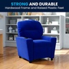 image:imageFlash Furniture Chandler LeatherSoft Kids Recliner with Cup Holder and Safety Recline Contemporary Reclining Chair for Kids Supports up to 90 lbs BlackBlue Microfiber