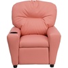 image:imageFlash Furniture Chandler LeatherSoft Kids Recliner with Cup Holder and Safety Recline Contemporary Reclining Chair for Kids Supports up to 90 lbs BlackPink Vinyl