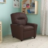 image:imageFlash Furniture Chandler LeatherSoft Kids Recliner with Cup Holder and Safety Recline Contemporary Reclining Chair for Kids Supports up to 90 lbs BlackBrown Leathersoft