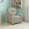 image:imageFlash Furniture Chandler LeatherSoft Kids Recliner with Cup Holder and Safety Recline Contemporary Reclining Chair for Kids Supports up to 90 lbs BlackBeige Vinyl